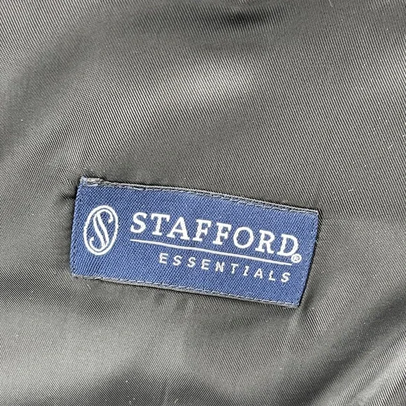 Stafford 100% Wool Blazer Men's 44L Herringbone Elbow Patch Corp Business Career